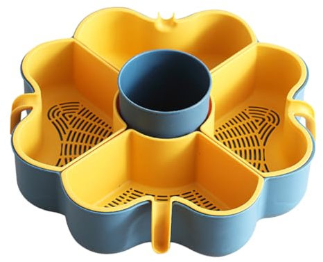 ULTECHNOVO Double Layer Draining Basket for Hotpot and Fruits Rotating Vegetable Washing Strainer Plastic for Home Kitchen for Washing and Draining Fruits and Vegetables