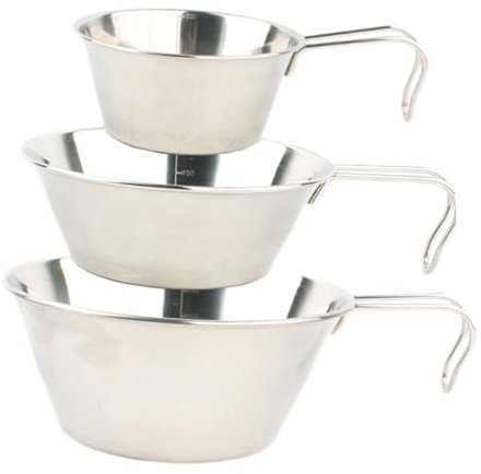 CAXUSD 3 Piezas Juego de tazón de Acero Inoxidable Plegable Bol Parrilla portátil alimento Almuerzo cámping Cocina de Barbacoa Accesorios al Aire Cena Silver