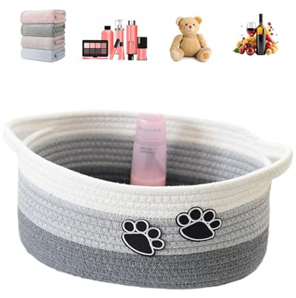 Aufbewahrungskorb,Geschenkkorb Leer Mit Griff,Korb Geflochten Niedliche Dekoration Für Das Wohnzimmer,Baumwolle Geflochtener Korb Handtücher,Bücher,Kleines Spielzeug,Geschenke(Grau/30 * 20 * 13CM)