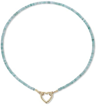 GAVU Perlenkette aus 4 × 2 mm Edelstein für Damen, Herz Ring Halskette für Frauen