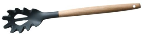 LIFKOME Cuchara De Silicona Para Cocinar Mango De Madera Utilizable Como Cuchara Para Espaguetis Para Servir Pasta Casa Colador De Fideos Resistente