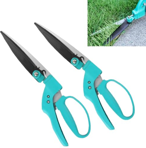 Garden Hedge Shears 180 Degrees Rotating Lawn Pruning Grass Clippers Edge Cutter Household Gardening scissorsTools, Branch Flower Beauty Multifunctional Simple, Green Bypass Pruner（Blue） (2)