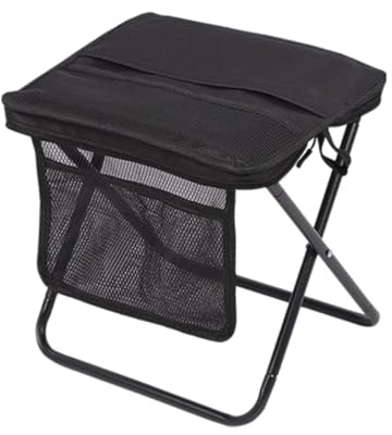 perfk Sgabello Pieghevole per Zaino, Sedia da Campeggio Portatile, poggiapiedi, Borsa a Tracolla, Sedia pigra per Esterni, Sedile da Pesca per Donne e, Black And L