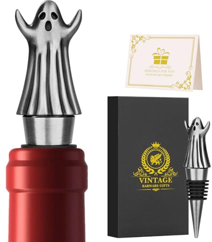 Ghost Wine Bottle Stoppers, Halloween Decorations, Designed for Wine, Prosecco & Champagne, Funny Gifts for Women, Perfect for Wine Enthusiasts and Halloween, Christmas Parties, Gift Set with Box