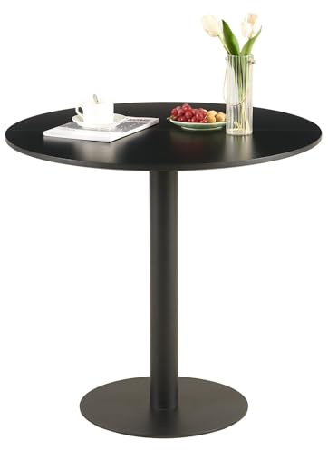 buybyroom Tavolo da pranzo rotondo da bistrot da cucina, piccolo e semplice, per cucina, sala da pranzo e soggiorno, rotondo, 80 cm, nero
