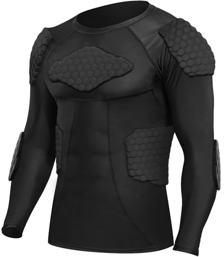 Zicac Maglia da Uomo Imbottita Compressione con Protezione Antiurto, Maniche Corte Maglia Sportiva Equipaggiamento Protettivo Pettorale Protezioni per Esterni/Fitness/Calcio/Basket/Sci/Rugby
