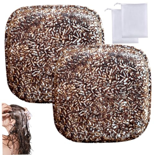 Barra di sapone di shampoo per capelli, bar shampoo naturale da 2 pezzi, sapone tradizionale marrone aminoacido con 2 reti schiumose, calmante e rafforza i capelli per donne e maschi, 4 pezzi/set