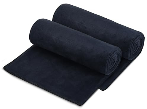 Starvortex 2pcs Gym Towels, 100 x 50cm Microfibre Gym Towel for Man Women, Skin-friendly Sweat Towels for Gym, Small Super Absorbent Black Towel with Double-sided Fleece for Fitness Camping Yoga