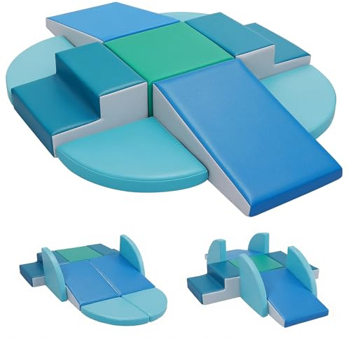 JungleDove Lot de 9 blocs de construction en mousse pour enfants à partir de 3 ans - Kit d'escalade en mousse avec blocs de construction imperméables - Jouet d'escalade éducatif pour enfants à partir