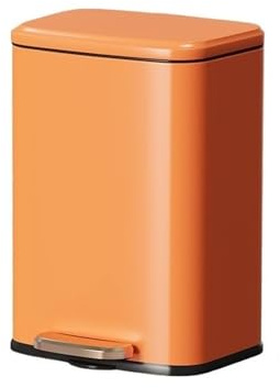 RUNZE765Z Corbeille à Papier Poubelle à pédale en Acier Inoxydable de 15 litres avec Sac intérieur for Salle Bain ou Bureau Poubelle De Bureau(Orange)