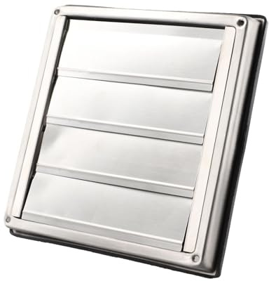 CYBSFKJ Rejilla de ventilación de acero inoxidable 304 de 150 mm, 125 mm y 100 mm con contraventanas antirretorno for exteriores de viviendas.(100MM)