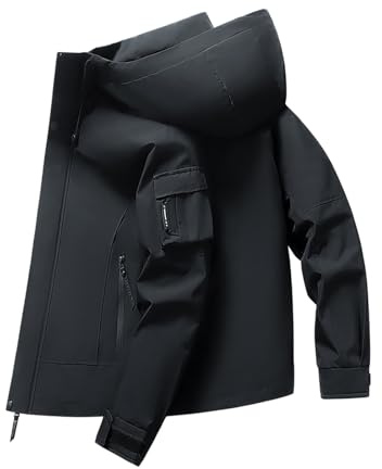 Vestes d'hiver 2026 pour homme - Isolation thermique - Veste de ski avec capuche pour la randonnée et le snowboard, Noir , XL