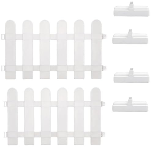 HANABASS Recinzione da Giardino Decorativa in Pvc Bianco 2x50x30 Cm 4 Basi Rettangolari, Bordure per Aiuole e Decorazione Cortile, Resistente e Riutilizzabile per Giardino Esterno