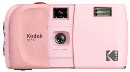 KODAK EC35 35mm Filmkamera, 35mm, wiederverwendbar, fokussierfrei, eingebauter Blitz, Schiebedeckel, anfängerfreundlich (Film und AA-Batterie sind Nicht enthalten) (Einzel, Zartrosa)