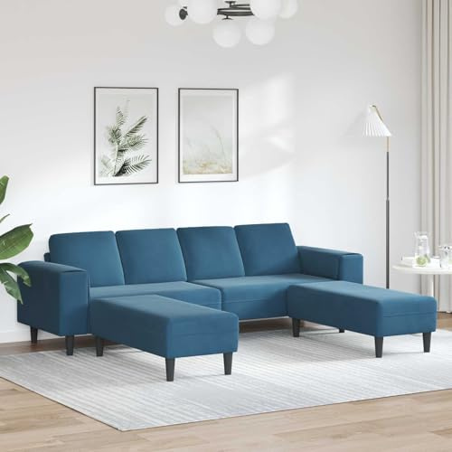 sephironlbb Wohnzimmer Couch 3 pcs Blau 250 x 188 x 76 cm Ecksofa Polstergarnitur mit Ottomanen und Schlafsofa Funktion für Gästezimmer und Lounge Bereich