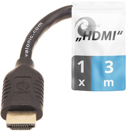 valonic HDMI Kabel, 3m - 4k, ARC, UHD, Full HD, Ethernet - schwarz - 300cm TV Kabel, Monitorkabel, hdmi cable für PC, PS5 oder Switch