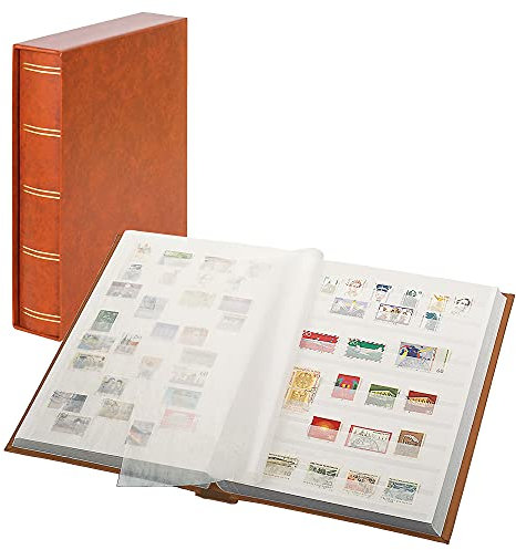 Lindner 1162SK-H Einsteckbuch Elegant Hellbraun, mit 60 Weißen Seiten und Passender Schutzkassette