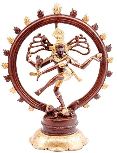 Purpledip Nataraja Idol: Glorreiche Tanzende Siva-Statue, Antik-Gold-Kupfer-Design