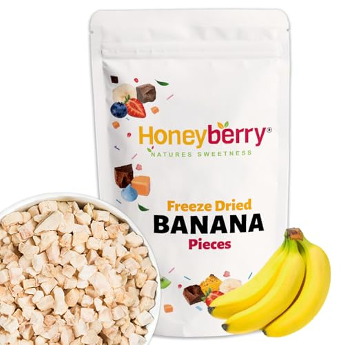 Banane Liofilizzate a Pezzi 100g - Frutta Liofilizzata - Banane Disidratate ed Essiccate - Frutta Disidratata e Secca - Perfette per Dolci, Decorazioni, Frullati, Muesli e Dessert