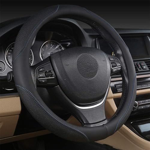 Coofig Auto Lenkradbezug mit Strapazierfähigem PU-Leder, Lenkradabdeckung Universell, 38cm (15 Zoll), Passend für Auto, LKW, SUV, Atmungsaktiv, rutschfest, für Damen und Herren