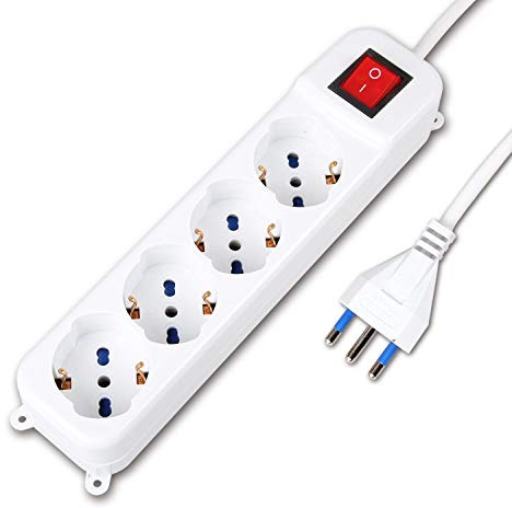 TEMPO DI SALDI Ciabatta Multipresa Elettrica Con 4 Posti Schuko Con Interruttore Per Accensione