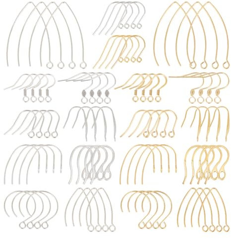 UNICRAFTALE 80 Stück 10 Größen 2 Farbe Edelstahl Ohrringhaken Ohrdraht Mit Schlaufe Hypoallergener Ohrring Selber Machen Set Französischer Ohrring Haken Für Schmuck Ohrringe DIY Herstellung