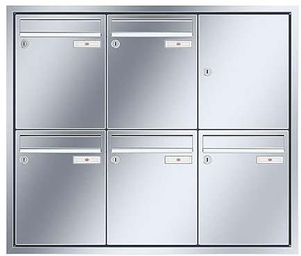 RENZ cassetta postale condominiale 5 posti forma squadrata incassate a muro in acciaio inox V4A 8 L