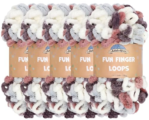 JubileeYarn Fun Finger Loops Garn – Polyester Jumbo Loop Garn – 100 g/Knäuel – Hermes – 5 Knäuel