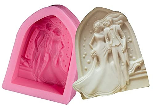 Stampo in silicone per torta nuziale, in 3D, per sposi e sposi a forma di fondente, realizzato a mano, per candele, caramelle, cioccolatini, decorazioni per torte
