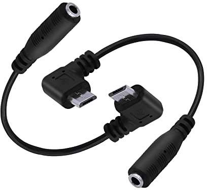 GINTOOYUN Micro-USB auf 3,5 mm Kabel, 90 Grad, Mini-5-poliger USB-Stecker auf 4-polige 3,5-mm-Buchse, AUX-Audiokabel für Kopfhörer, aktives Clip-Mikrofon, Mikrofon usw. (15,5 cm) 2 Stück