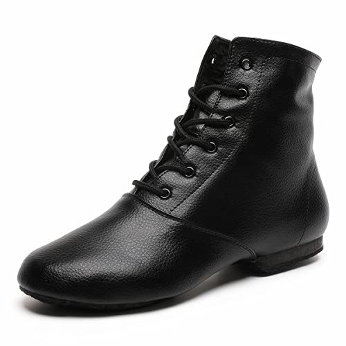 Lace Up Black Jazz Shoes Dance Boots for Women Girls Adult (7 / Black)
