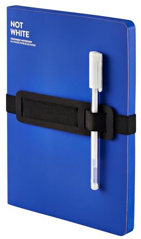 Nuuna Notizbuch A5+ | Not White L Light - Blau | 144 blaue Seiten | 120g blaues Premium-Papier | mit Stift- und Smartphonehalterung | Gelstift weiß | nachhaltig produziert in Deutschland