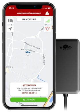 SENTIDRIVE Traceur GPS Voiture - Antivol connecté - Sentinelle Mini - Détection de Vibration - Alarme de déplacement - Sortie de Zone - Suivi Temps réel - Notification et Appel téléphonique.