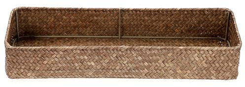 Tolida Gewebte Wasserhyazinthe Aufbewahrungskorb, Natürliches Seegras Korb zur Lagerung, Weidenkorb für das Badezimmer, Toilettenwassertank 42 * 14 * 7CM