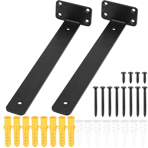Regalhalterung, 2 Stk Schwebende Regalträger, Unsichtbare Tablarträger Regalwinkel, Schwimmender Regalbodenträger, Schwerlastträger Regalkonsole Wandregal Regalhalterung für Regale - schwarz/30cm