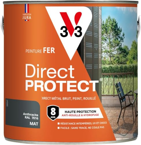 V33 Peinture fer Direct Protect - Anthracite RAL 7016 Mat - 2L