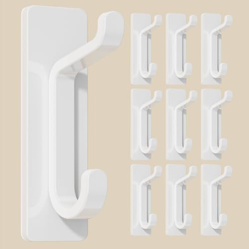 pickpiff Crochet Adhesif Mural, Porte Serviette Salle de Bain, Accroche Torchon Cuisine, Porte Manteau Adhésif, Attache Murale Sans Percer, Etanche, Antirouille, Blanc, 12 Pièces