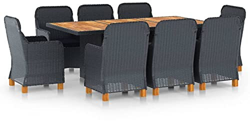 Festnight Rattan Gartenmöbel Set 8 Personen Gartentisch mit 8 Stühlen Set Sitzgruppe Garten Essgruppe Wetterfest Gartensessel Gartengarnitur Polyrattan Terrassenmöbel Esstisch Gartentisch