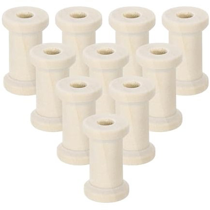 sourcing map 25 Pcs Wooden Empty Spool, 1-1/16in Unfinished Wooden Spools Wire Weaving Bobbins Empty Thread Spools for Crafts DIY Art Embroidery Sewing Thread Twine