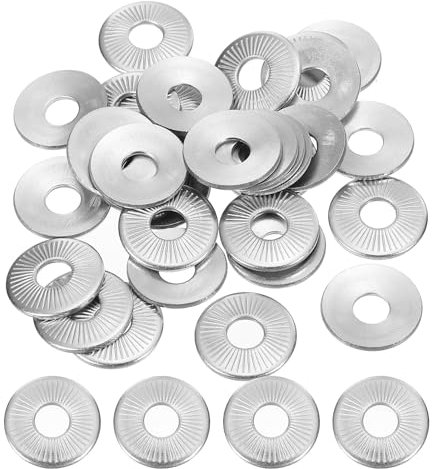PATIKIL 304 Stainless Steel Flat Washers, 80 Pack M6x18mm Belleville Spring Disc Washer Conical Knurled Metric Gasket for Automotive Industrial Construction