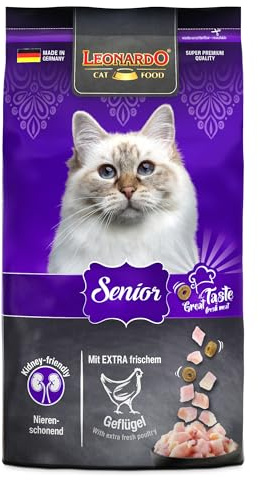 Leonardo Senior | 1,8 kg | Alimento seco para Gatos Adultos de Edad Avanzada | con Ave Fresca Extra | Contenido energético reducido para una Buena Figura