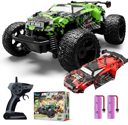 Ferngesteuertes Auto ab 3 4 6 8 Jahre, 1:18 Ferngesteuerter Monstertruck Ferngesteuert Mit Karosserielicht/Doppelschale, RC Auto Ferngesteuert ab 3 4 6 8 Jahre Kinder Geschenke für Jungen und Mädchen