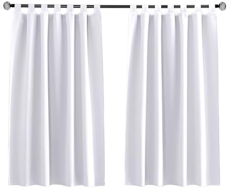 Tenger Home Tenda corta oscurante per finestra della cucina, per camera da letto, con passanti, 1 pezzo (Bianco, 70x120 cm