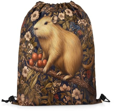 Rucksack Mit Kordelzug Wildes Capybara, Natürliche Tierwelt, Lustiges Tier Sportrucksack Faltbar Gymnastikbeutel Verstellbar Turnsack, Für Yoga, Strand, 36x42cm