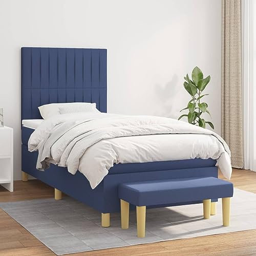 LAPOOH Boxspringbett mit Matratze Blau 90x190 cm Stoff, Bett, Bed Frame, Familienbett, Bettrahmen, Bett Gestell, Bett Rahmengestell, Schlafzimmer Bett - 3137283