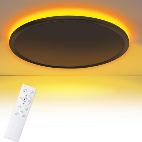 BIAOQINBO LED Deckenleuchte Flach Dimmbar 24W Deckenlampe mit Nachtlicht Fernbedienung&Timer, 3000~6500K Ultra Dünn lampe Rund für Wohnzimmer Schlafzimmer Badezimmer kinderzimmer Küche Ø29.5x2.5cm