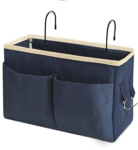 Bedside Caddy, Hanging Storage Bag with Hooks for Bunk & Dorm Bed Rails