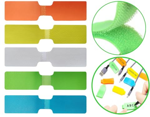 Kisajar 50-Pcs Cable Labels, Cord Tags - 20 Reusable Large Wire Tag + 30 Tear-Resistant White Cords Label,Write-On Water-Resistant Multicolor Wire Marker for Identifying Electrical and Charging Cords