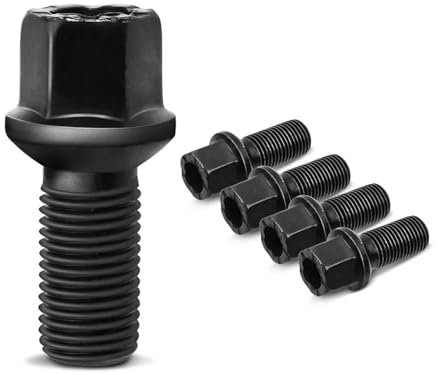 CLWYWUL Auto Radbolzen radschrauben Kompatibel Mit A3 A4 A5 A6 Reifenschrauben Rad- Und Lagerbefestigungsschraubenersatz Stahlreifenschraubenersatz Radschrauben(Black)