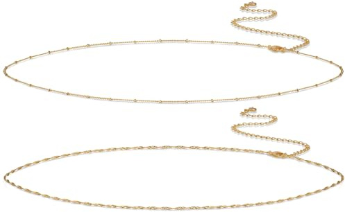 Kyerlyn Gold Plated Waist Chain Satellite Body Chain Layered belly rope Chains Sexy Bikini Beach for Women Waterproof Adjustable 2PCS 26.5-33Inch